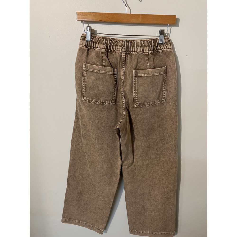 Gap Denim High Rise Wide Leg Pants Womens XS Tan Brown Acid Wash Utility New - Picture 2 of 4